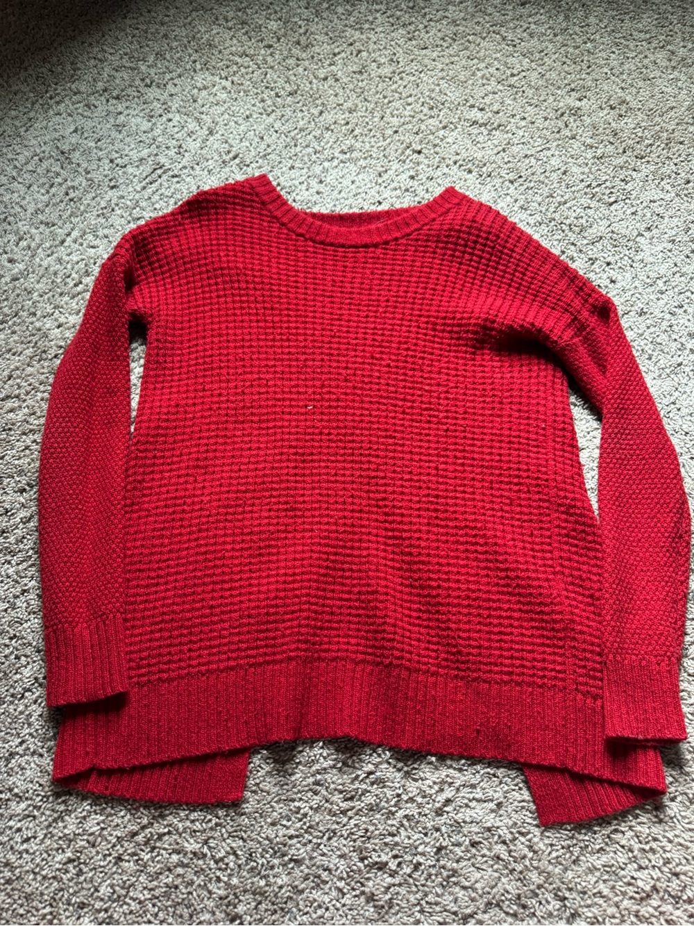 Market & Spruce Red Textured Crewneck Sweater